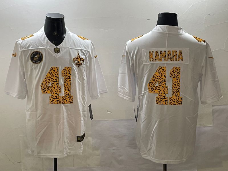 Men New Orleans Saints #41 Kamara White Panther pattern Nike 2025 Limited NFL Jersey style 3->cleveland cavaliers->NBA Jersey
